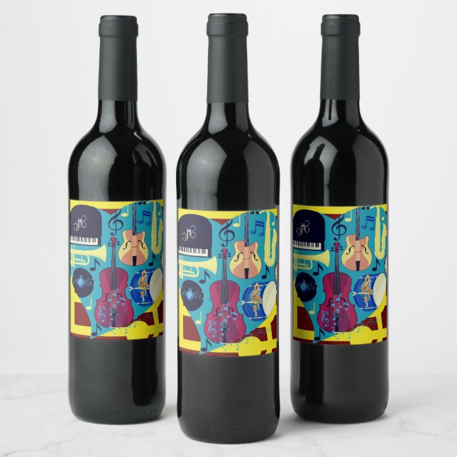 Etiqueta Para Botella De Vino Jazz Blues (Botellas)