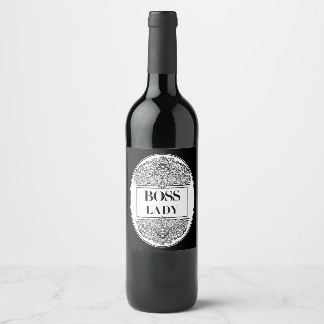 Etiqueta Para Botella De Vino Jefa Señora – Empoderamiento Elegante (Anverso)