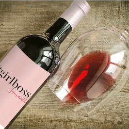Etiqueta Para Botella De Vino Jefe y nombre de Chica rosado moderno | mejor rega