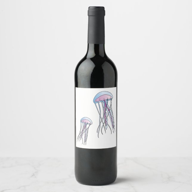 Etiqueta Para Botella De Vino Jellyfish (Anverso)