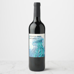 Etiqueta Para Botella De Vino Jellyfish Captación de la botella Grace Artsy