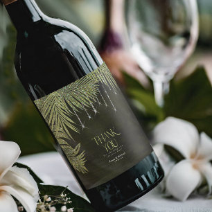Etiqueta Para Botella De Vino Jewel Palm Leaf Boda Green ID830