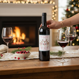 Etiqueta Para Botella De Vino Jingle de renos y mingle personalizado con navidad