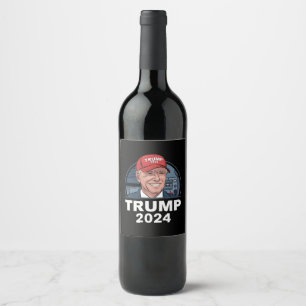 Etiqueta Para Botella De Vino Joe biden Con Un Gorra De Trump