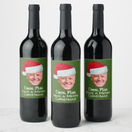 Etiqueta Para Botella De Vino Joe Biden Santa Hat C'mon Man - Feliz Navidad