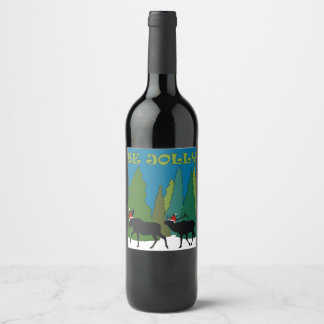 Etiqueta Para Botella De Vino Jolly Moose y Elk