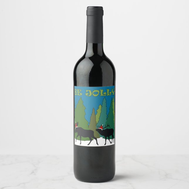 Etiqueta Para Botella De Vino Jolly Moose y Elk (Anverso)