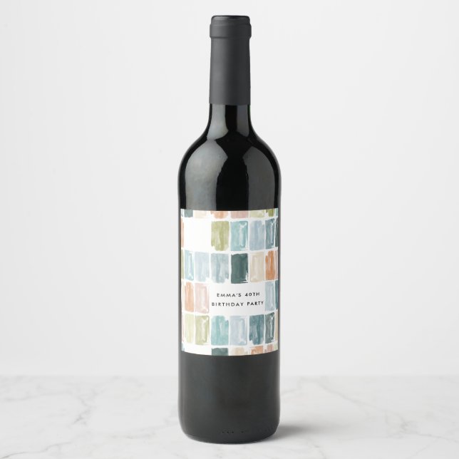 Etiqueta Para Botella De Vino Joyas pintadas acuarela personalizada (Anverso)