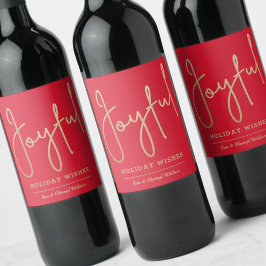 Etiqueta Para Botella De Vino JOYFUENTE vacaciones Deseos Relieve metalizado Fau