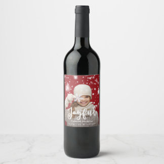 Etiqueta Para Botella De Vino Joyful Script Moderno Navidades | Foto de vacacion