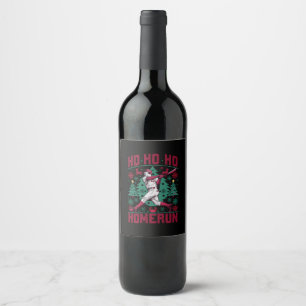 Etiqueta Para Botella De Vino Ju Ho Homerun Navidad de béisbol feo suéter