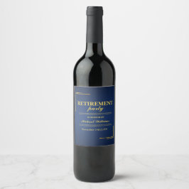 Etiqueta Para Botella De Vino Jubilación Corporativa Elegante Azul Oro