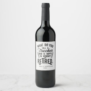 Etiqueta Para Botella De Vino Jubilación del Director de la Escuela Maestro Jubi