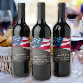 Etiqueta Para Botella De Vino Jubilación Patriótica Bandera Americana Militar