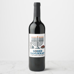 Etiqueta Para Botella De Vino Judio Sobrio Liturgia de Janucá Sin el Licor Judío