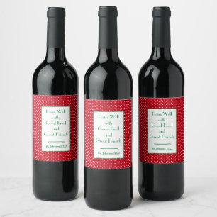 Etiqueta Para Botella De Vino Juego de (6) puntos suizos rojos personalizados de