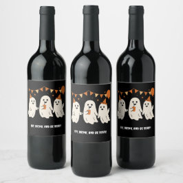 Etiqueta Para Botella De Vino Juego de Halloween Fantasma Blanco Festivo Negro 