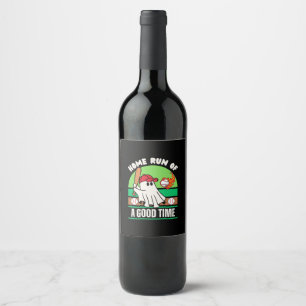 Etiqueta Para Botella De Vino Jugador de béisbol fantasma Halloween