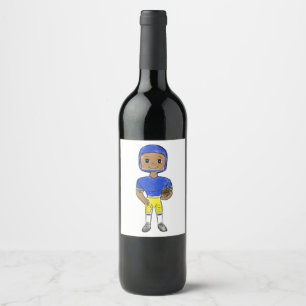 Etiqueta Para Botella De Vino jugador de fútbol retro vintage amarillo azul simp