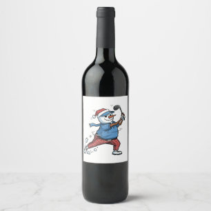 Etiqueta Para Botella De Vino Jugador de Tenis Muñeco de Nieve Navidad 2026 Fie