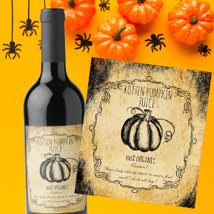 Etiqueta Para Botella De Vino Jugo de Calabaza Podrida del Boticario Vintage Hal