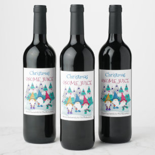 Etiqueta Para Botella De Vino Jugo de Gnomo de Navidad Elaborado Exclusivamente