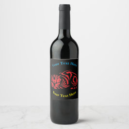 Etiqueta Para Botella De Vino Julie de Graag Gato de grabado en madera (Rojo)