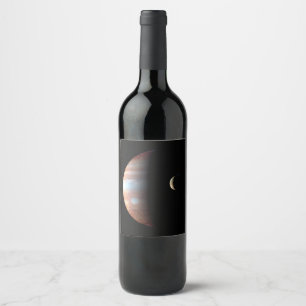 Etiqueta Para Botella De Vino Júpiter Planeta Gigante Gaseoso y Io Luna Galilean