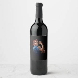 Etiqueta Para Botella De Vino Kamala Harris 2024 Rosie The Riveter Childless Cat