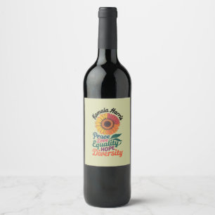Etiqueta Para Botella De Vino Kamala Harris Peace Love Equality Hope Diversity