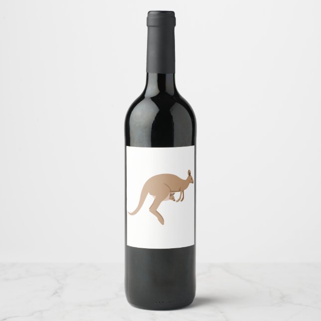 Etiqueta Para Botella De Vino Kangaroo australiano (Anverso)