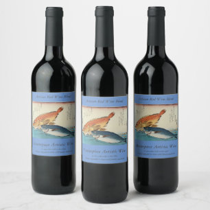 Etiqueta Para Botella De Vino Kasogo & Himedai - Pescado japonés de Hiroshige