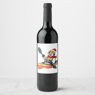 Etiqueta Para Botella De Vino Kayakista de muñeco de nieve Navidad 2026 Fiesta d