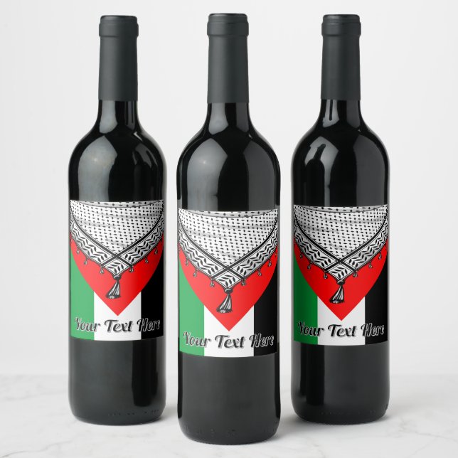 Etiqueta Para Botella De Vino Keffiyeh palestino Scarf tejido tradicional (Botellas)