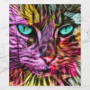 Etiqueta Para Botella De Vino Kitty Cat Kitten Artsy Design