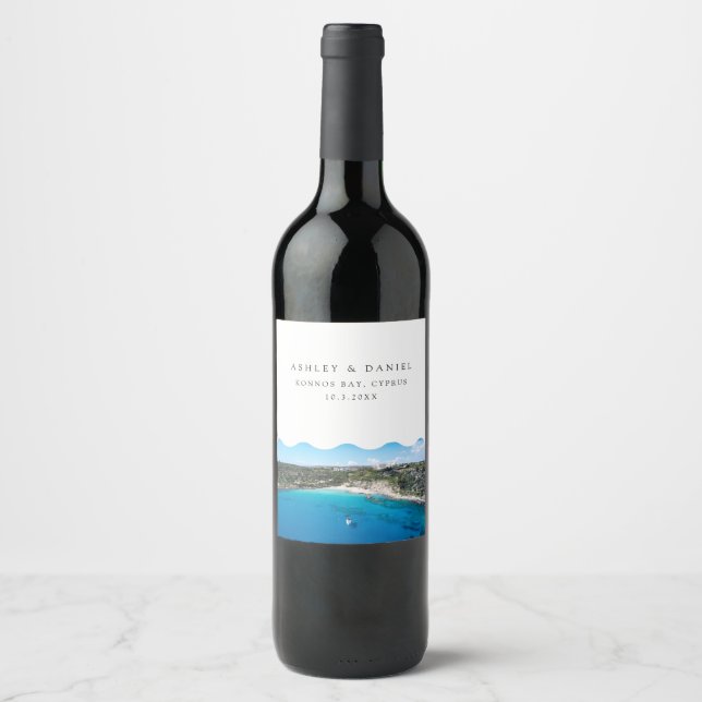 Etiqueta Para Botella De Vino Konnos Bay Chipre (Anverso)