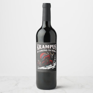 Etiqueta Para Botella De Vino Krampus llega a la ciudad de los Navidades Krampus
