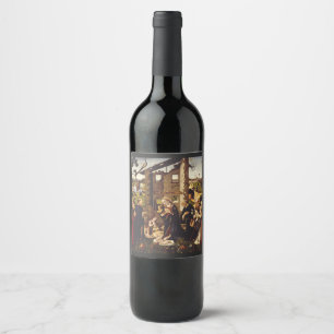 Etiqueta Para Botella De Vino La Adoración de Biagio d'Antonio Arte Medieval