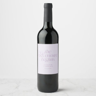 Etiqueta Para Botella De Vino La aventura comienza Boda de lila