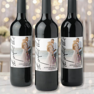 Etiqueta Para Botella De Vino La Boda de Fotografía de Caligrafía La Mezcla Perf