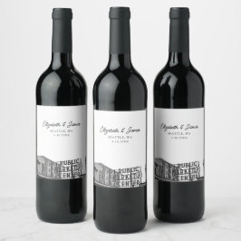 Etiqueta Para Botella De Vino La boda de Seattle favorece el mercado público
