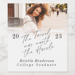 Etiqueta Para Botella De Vino La borla valió la pena la graduación