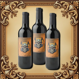 Etiqueta Para Botella De Vino La calavera alada.