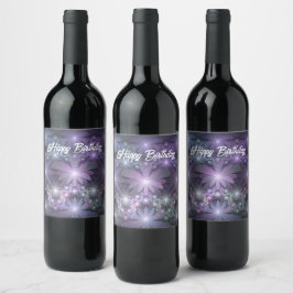 Etiqueta Para Botella De Vino La cama de flores reluciente arte fractal