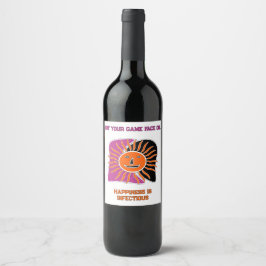 Etiqueta Para Botella De Vino La cara del sol sonriente