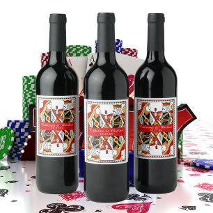 Etiqueta Para Botella De Vino La carta de juego de Las Vegas Rey y el Favor de l