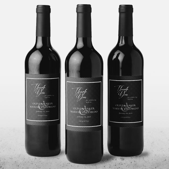 Etiqueta Para Botella De Vino La clase moderna negra gracias (Subido por el creador)