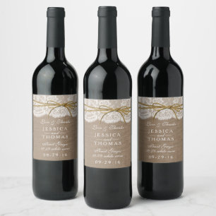 Etiqueta Para Botella De Vino La colección de Bodas de doble arco rústico