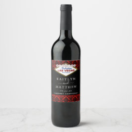 Etiqueta Para Botella De Vino La colección de Bodas Purpurinas Damask Las Vegas