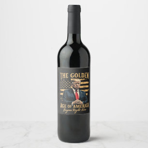 Etiqueta Para Botella De Vino La Edad de Oro de América Comienza Ahora